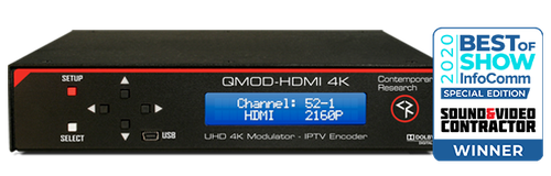 QMOD-HDMI 4K Sound and Video Contractor Best of Show 2020 Award Banner