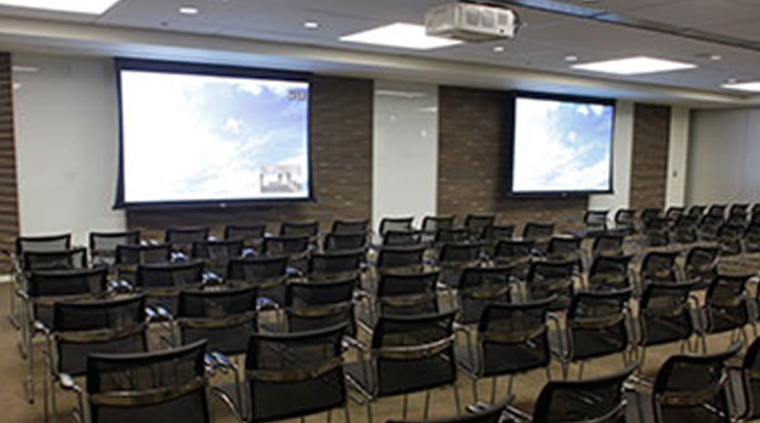 Large meeting room with video projectors